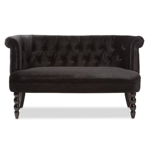 Baxton Studio Baxton Studio Luxurious Black Velvet Victorian 2-Seater Loveseat with Button-Tufted Elegance WS-GK756-Black-LS