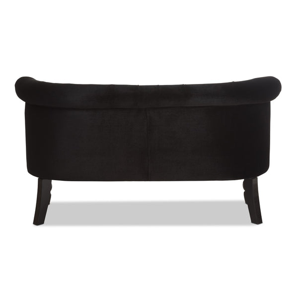 Baxton Studio Baxton Studio Luxurious Black Velvet Victorian 2-Seater Loveseat with Button-Tufted Elegance WS-GK756-Black-LS