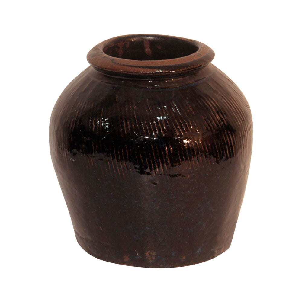 Lilys Dark Brown Vintage Ceramic Pot 8100-BR