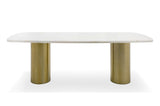 VIG Furniture Modrest Rocky - Glam White Marble & Brush Gold Large Dining Table VGGMM-DT-1360C