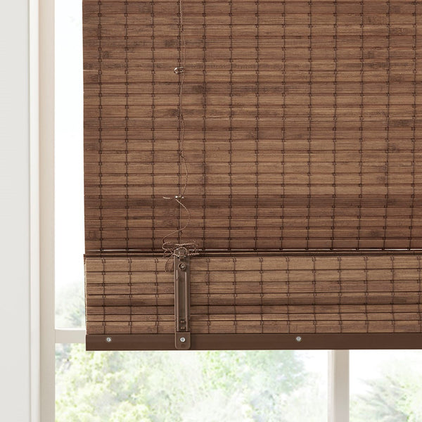 English Elm Bamboo Light Filtering Roman Shade 64"L - Eco-Friendly, Privacy Enhancing, Easy Install Window Treatment B035129696
