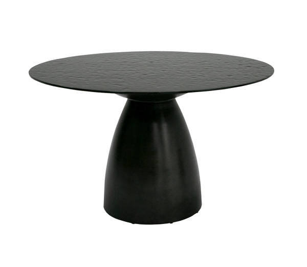 VIG Furniture Modrest Calexico - Contemporary Black Wave Glass Round Dining Table VGGMDT-1717