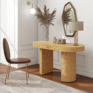 English Elm Jennifer Taylor Home - Jesse 55.5" Oval Computer Desk - Stylish Mid-Century Design In Warm Burl Wood For Modern Workspaces B2719P238529