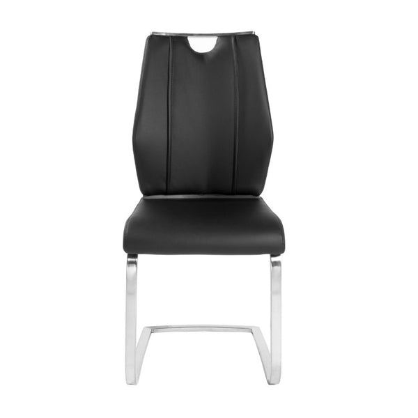 EuroStyle Lexington Leatherette Dining Side Chairs with Stainless Steel Frame Set of 2 Black 81013BLK