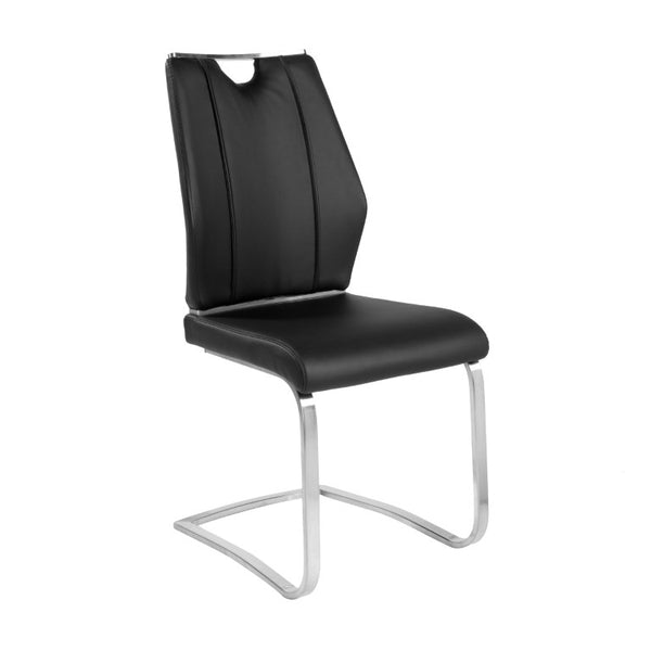 EuroStyle Lexington Leatherette Dining Side Chairs with Stainless Steel Frame Set of 2 Black 81013BLK