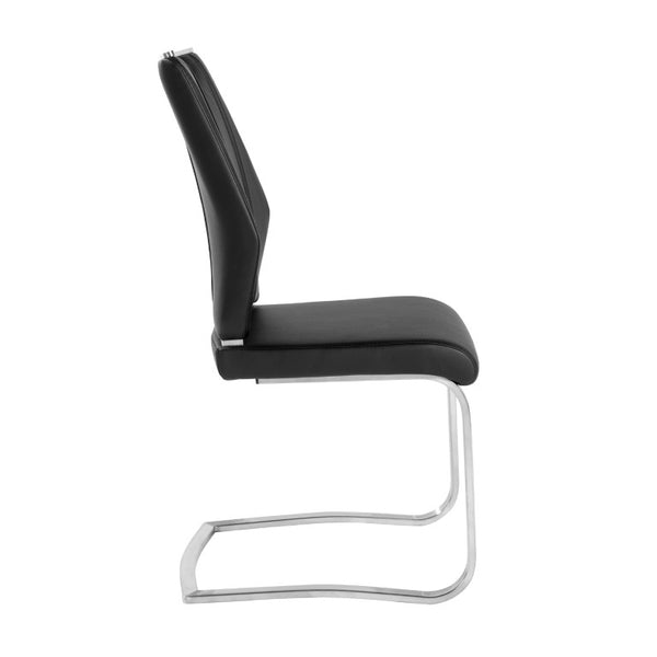 EuroStyle Lexington Leatherette Dining Side Chairs with Stainless Steel Frame Set of 2 Black 81013BLK