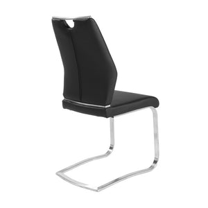 EuroStyle Lexington Leatherette Dining Side Chairs with Stainless Steel Frame Set of 2 Black 81013BLK