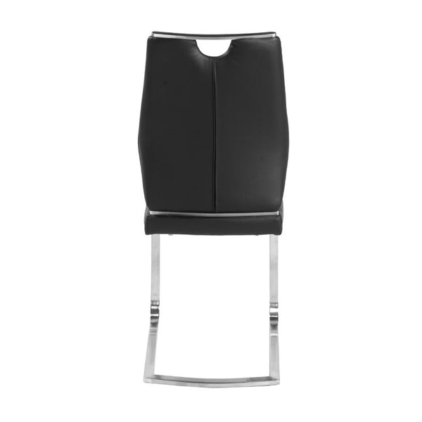 EuroStyle Lexington Leatherette Dining Side Chairs with Stainless Steel Frame Set of 2 Black 81013BLK