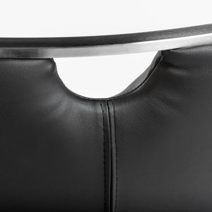 EuroStyle Lexington Leatherette Dining Side Chairs with Stainless Steel Frame Set of 2 Black 81013BLK