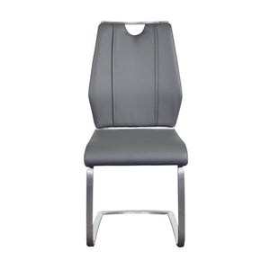 EuroStyle Lexington Leatherette Dining Side Chairs with Stainless Steel Frame Set of 2 Gray 81013GRY