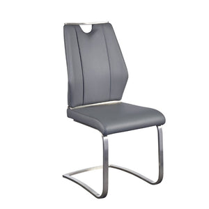 EuroStyle Lexington Leatherette Dining Side Chairs with Stainless Steel Frame Set of 2 Gray 81013GRY