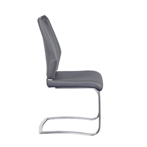 EuroStyle Lexington Leatherette Dining Side Chairs with Stainless Steel Frame Set of 2 Gray 81013GRY