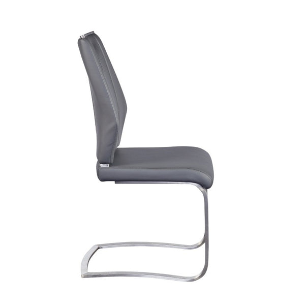 EuroStyle Lexington Leatherette Dining Side Chairs with Stainless Steel Frame Set of 2 Gray 81013GRY