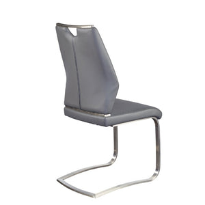 EuroStyle Lexington Leatherette Dining Side Chairs with Stainless Steel Frame Set of 2 Gray 81013GRY