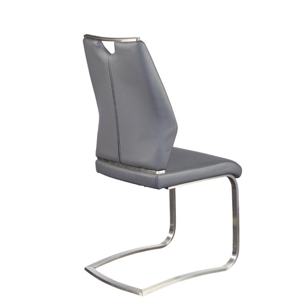 EuroStyle Lexington Leatherette Dining Side Chairs with Stainless Steel Frame Set of 2 Gray 81013GRY
