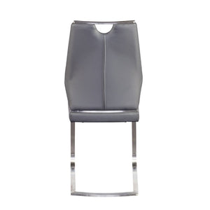 EuroStyle Lexington Leatherette Dining Side Chairs with Stainless Steel Frame Set of 2 Gray 81013GRY