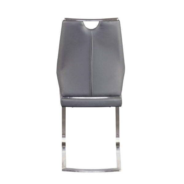 EuroStyle Lexington Leatherette Dining Side Chairs with Stainless Steel Frame Set of 2 Gray 81013GRY