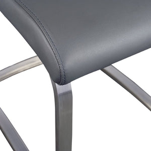 EuroStyle Lexington Leatherette Dining Side Chairs with Stainless Steel Frame Set of 2 Gray 81013GRY