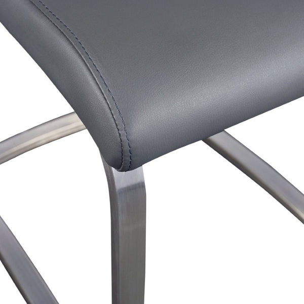 EuroStyle Lexington Leatherette Dining Side Chairs with Stainless Steel Frame Set of 2 Gray 81013GRY