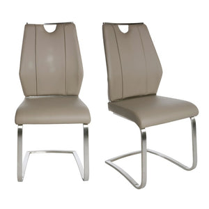 EuroStyle Lexington Leatherette Dining Side Chairs with Stainless Steel Frame Set of 2 Taupe 81013TPE
