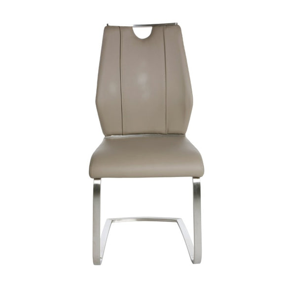 EuroStyle Lexington Leatherette Dining Side Chairs with Stainless Steel Frame Set of 2 Taupe 81013TPE
