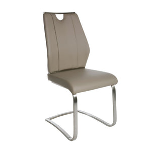 EuroStyle Lexington Leatherette Dining Side Chairs with Stainless Steel Frame Set of 2 Taupe 81013TPE