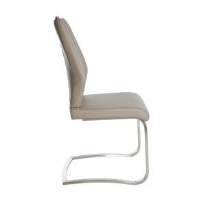 EuroStyle Lexington Leatherette Dining Side Chairs with Stainless Steel Frame Set of 2 Taupe 81013TPE