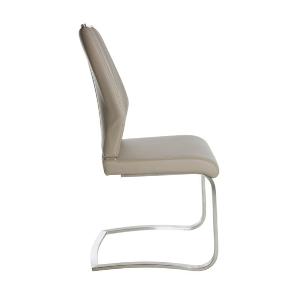 EuroStyle Lexington Leatherette Dining Side Chairs with Stainless Steel Frame Set of 2 Taupe 81013TPE