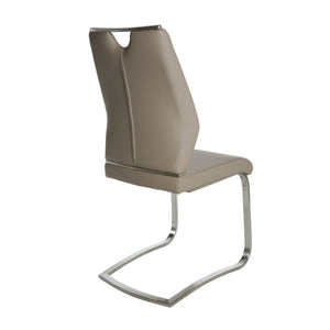 EuroStyle Lexington Leatherette Dining Side Chairs with Stainless Steel Frame Set of 2 Taupe 81013TPE