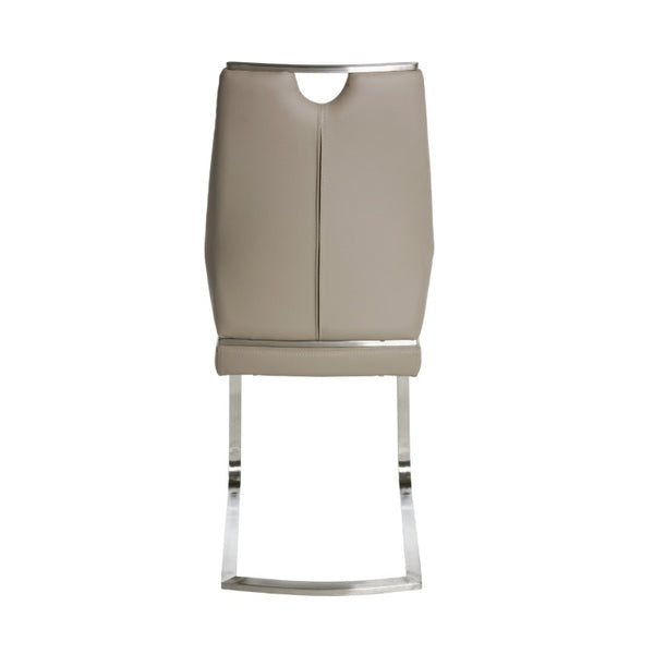 EuroStyle Lexington Leatherette Dining Side Chairs with Stainless Steel Frame Set of 2 Taupe 81013TPE