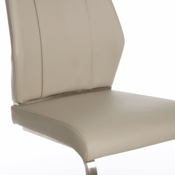 EuroStyle Lexington Leatherette Dining Side Chairs with Stainless Steel Frame Set of 2 Taupe 81013TPE