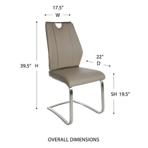 EuroStyle Lexington Leatherette Dining Side Chairs with Stainless Steel Frame Set of 2 Taupe 81013TPE