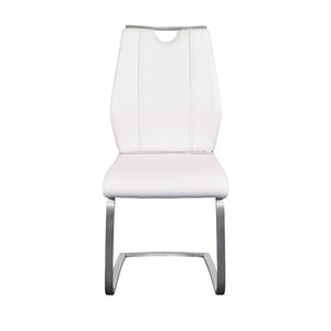 EuroStyle Lexington Leatherette Dining Side Chairs with Stainless Steel Frame Set of 2 White 81013WHT