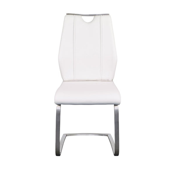 EuroStyle Lexington Leatherette Dining Side Chairs with Stainless Steel Frame Set of 2 White 81013WHT
