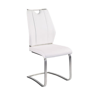 EuroStyle Lexington Leatherette Dining Side Chairs with Stainless Steel Frame Set of 2 White 81013WHT