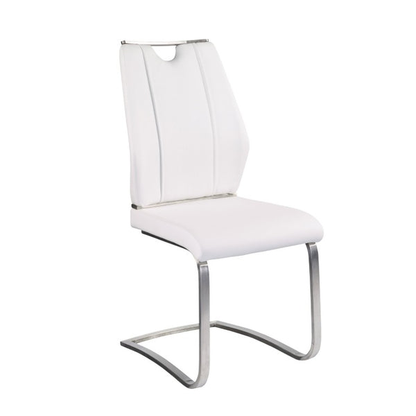 EuroStyle Lexington Leatherette Dining Side Chairs with Stainless Steel Frame Set of 2 White 81013WHT