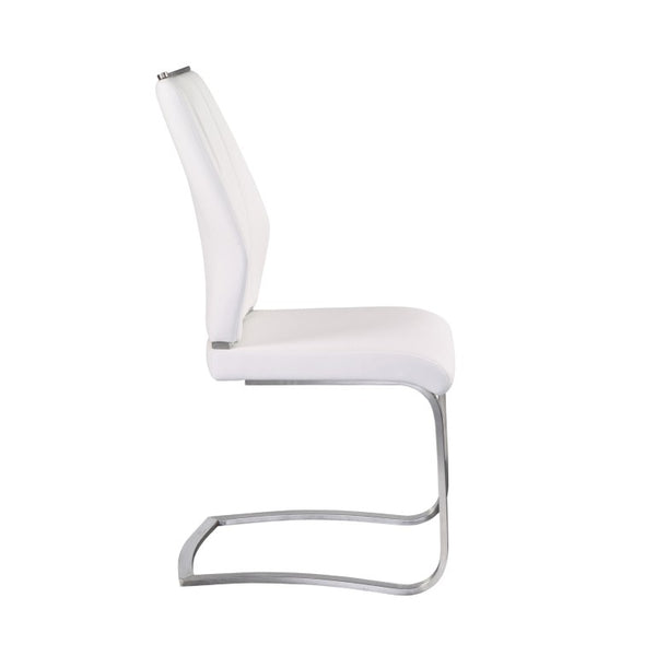 EuroStyle Lexington Leatherette Dining Side Chairs with Stainless Steel Frame Set of 2 White 81013WHT