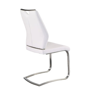 EuroStyle Lexington Leatherette Dining Side Chairs with Stainless Steel Frame Set of 2 White 81013WHT