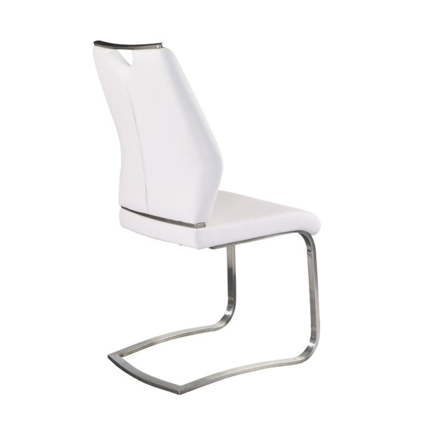 EuroStyle Lexington Leatherette Dining Side Chairs with Stainless Steel Frame Set of 2 White 81013WHT