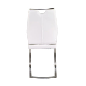 EuroStyle Lexington Leatherette Dining Side Chairs with Stainless Steel Frame Set of 2 White 81013WHT