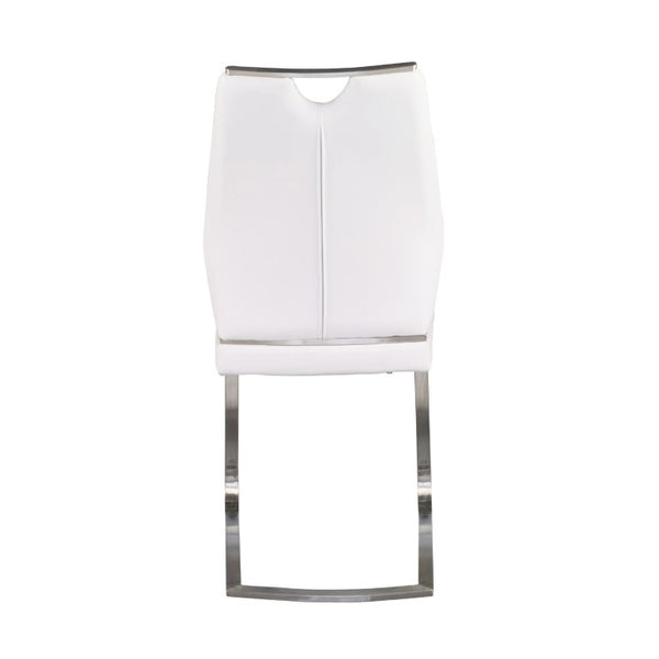 EuroStyle Lexington Leatherette Dining Side Chairs with Stainless Steel Frame Set of 2 White 81013WHT