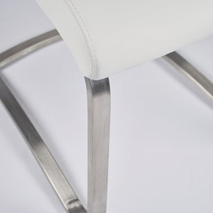EuroStyle Lexington Leatherette Dining Side Chairs with Stainless Steel Frame Set of 2 White 81013WHT
