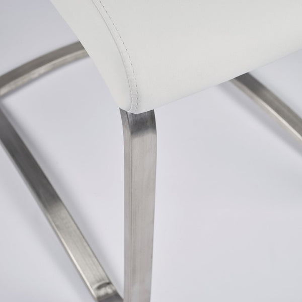 EuroStyle Lexington Leatherette Dining Side Chairs with Stainless Steel Frame Set of 2 White 81013WHT