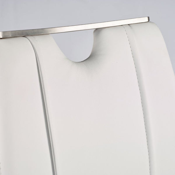 EuroStyle Lexington Leatherette Dining Side Chairs with Stainless Steel Frame Set of 2 White 81013WHT