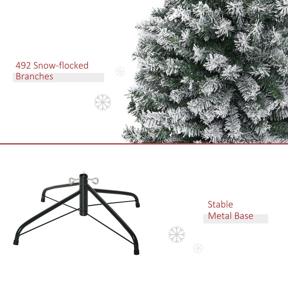 English Elm Homcom 6' Slim Snow-Flocked Artificial Christmas Tree - Realistic Branches & Space-Saving Design W2225P229631