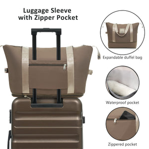 English Elm Hardshell Abs Four Piece Luggage Set with Spinner Wheels Tsa Lock Packing Cubes Brown N730P262653G