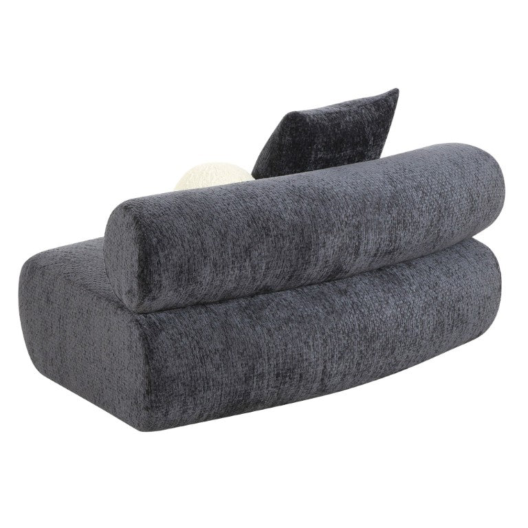 VIG Furniture Simpson Curved Dark Grey Fabric Armless Modular Seat With Toss & Ball Pillows, Foam + Springs VGOD-ZW-23018-GRY-ARMLESS