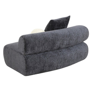 VIG Furniture Simpson Curved Dark Grey Fabric Armless Modular Seat With Toss & Ball Pillows, Foam + Springs VGOD-ZW-23018-GRY-ARMLESS