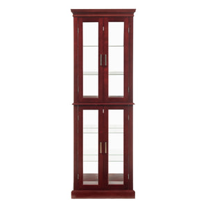 English Elm Curio Display Cabinet with Internal Lighting, Mirrored Back, 6 Adjustable Shelves, Glass Doors Cherry W1693P154579