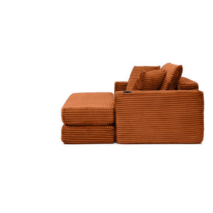 English Elm 52.4'' Boneless Foam Chaise Lounge Convertible Corduroy Sofa Bed for Living Room Orange W1117P410672